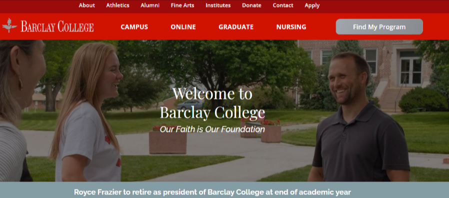 Barclay College home page 