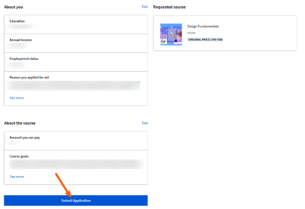 Click on "Submit Application"