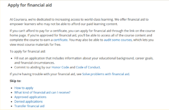 Coursera Financial Aid