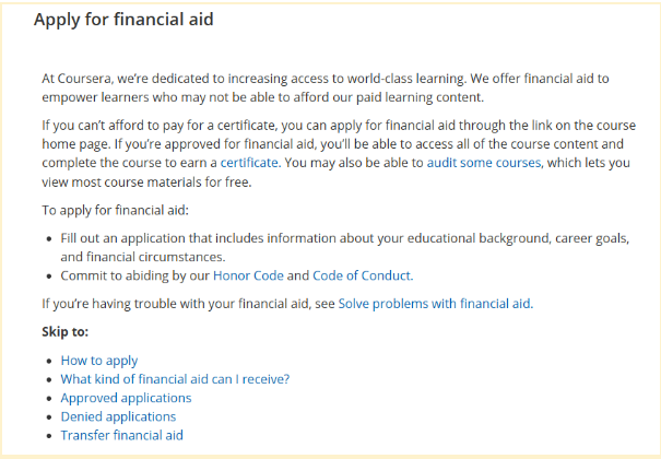 Coursera Financial Aid