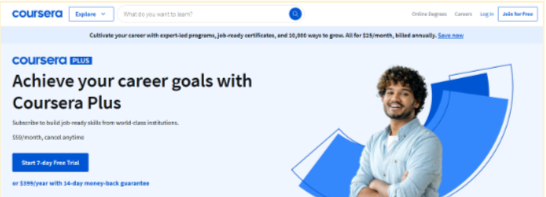 Coursera Free Trial Page