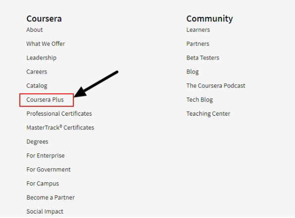 click on "Coursera Plus"