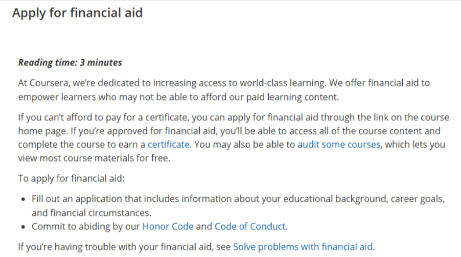 Coursera Financial Aid
