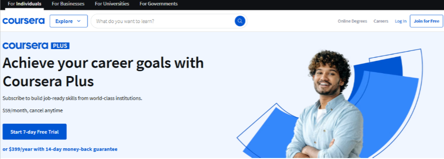 Coursera offers a 7-day free trial
