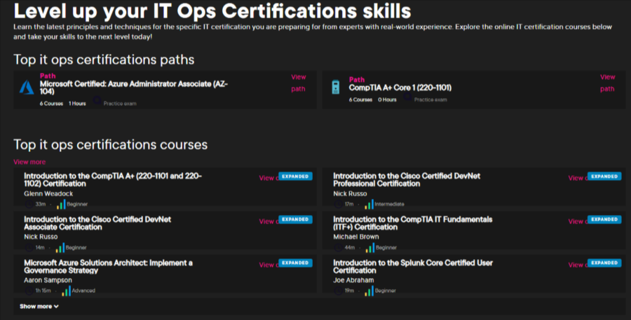 Pluralsight certification courses