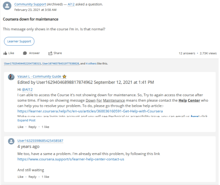Coursera down status