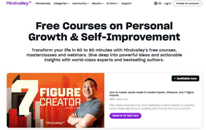 Mindvalley Free masterclasses