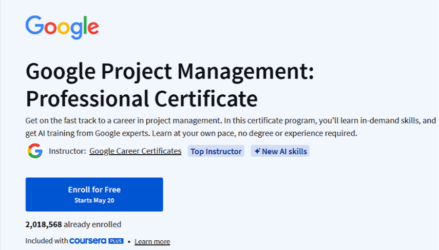 Google Project Management Certificate