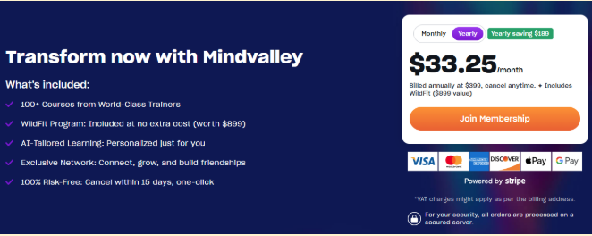 Mindvalley pricing plan