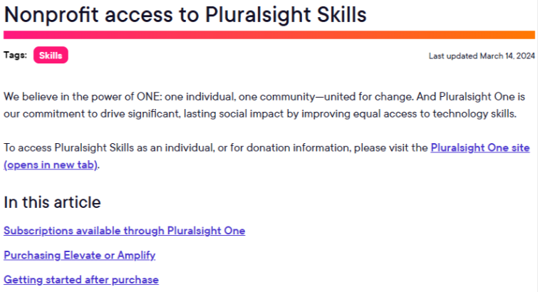 Pluralsight For Non-Profits & Educators