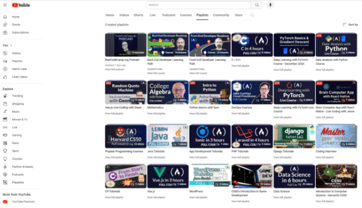 freeCodeCamp YouTube presence