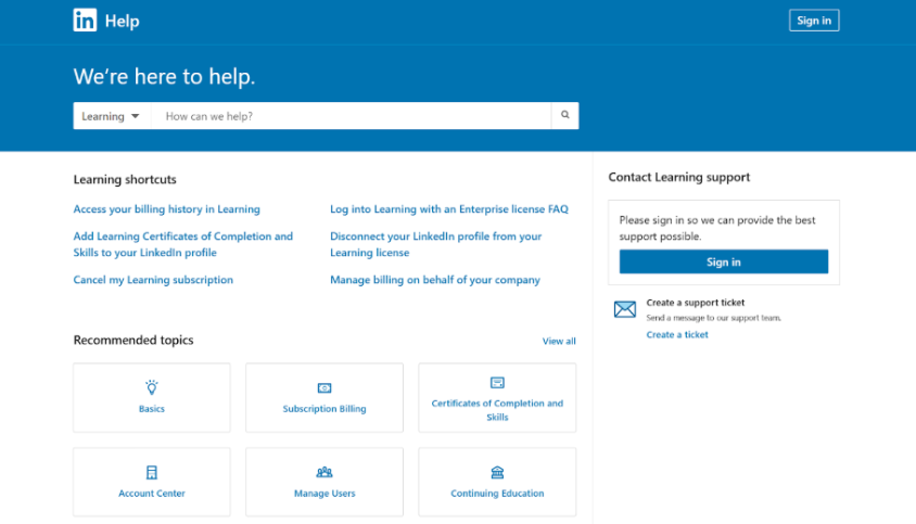 linkedin learning learning support