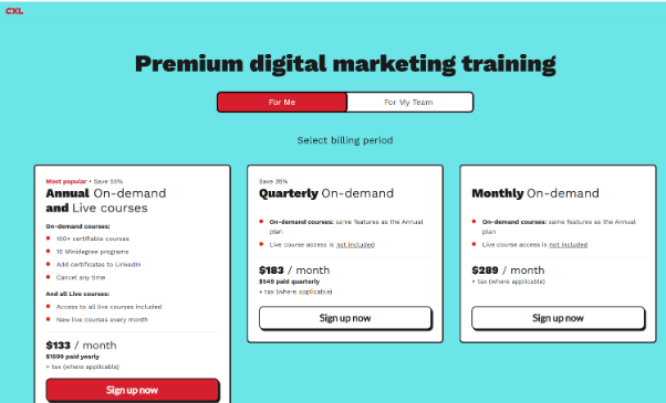 CXL Pricing Plans