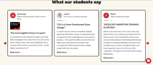 CXL Testimonials