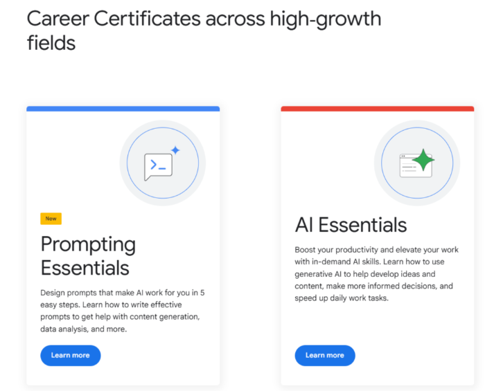 Career Certificates across high-growth fields 