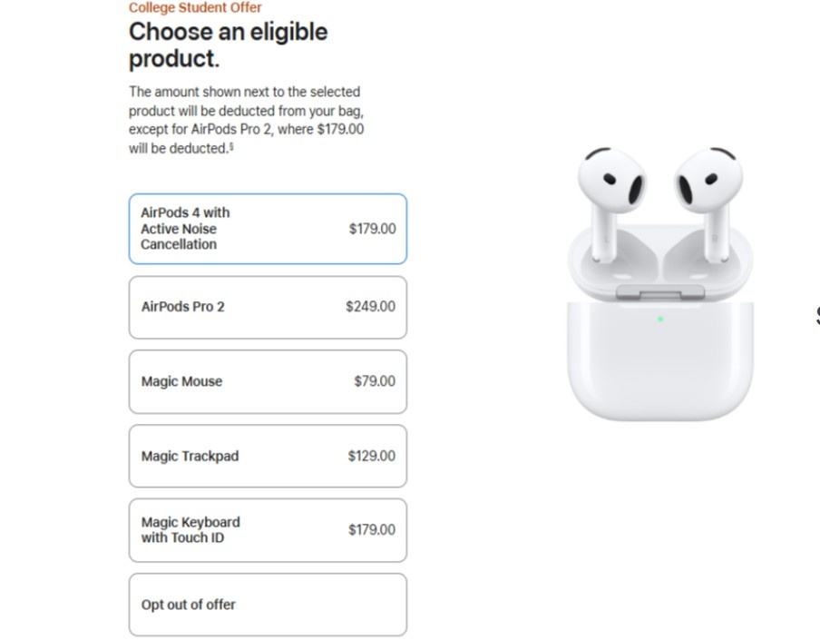 Choose free accessory 