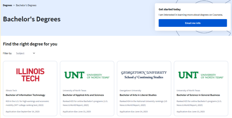 Coursera Bachelor Degrees Coursera Bachelor Degrees