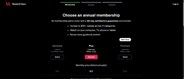 MasterClass subscription plan 