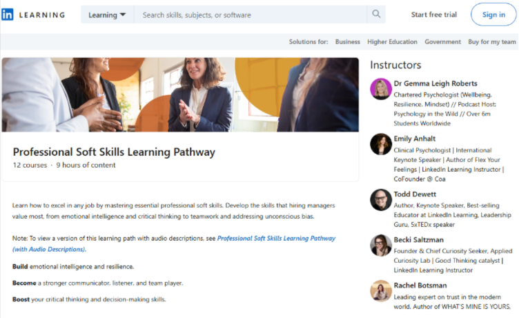 Professional Soft Skills Learning Pathway