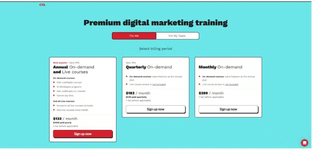 CXL Pricing Plans