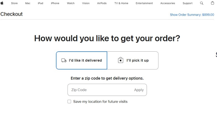 Apples checkout method