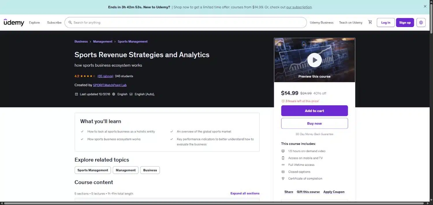 Sports Revenue Strategies and Analytics Sports Revenue Strategies and Analytics