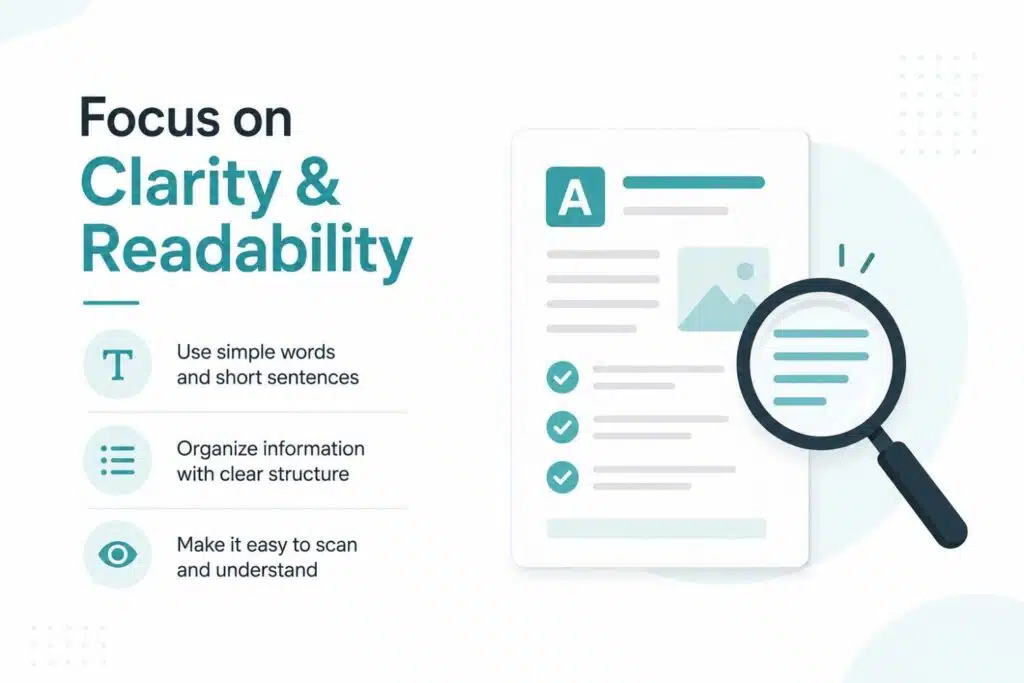 Focus on Clarity and Readability Focus on Clarity and Readability